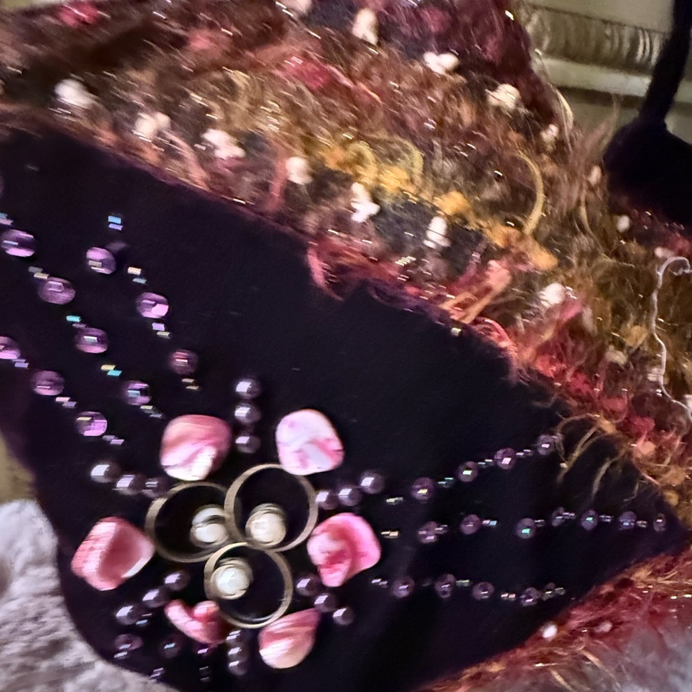 Vintage ERMO Shoulder Bag Velvet Beaded Purse - Picture 5 of 5